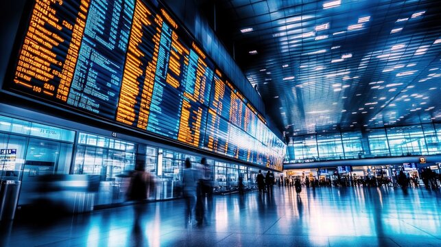 Modern transportation hub with large information display