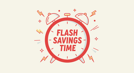 Urgent Flash Sale Announcement Featuring a Vibrant Red Alarm Clock for Limited Time Deals
