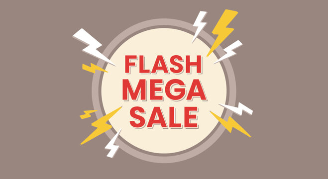 Dynamic Flash Mega Sale Announcement with Lightning Graphics and Bold Text for Urgent Shopping