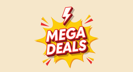 Vibrant and Eye-Catching Mega Deals Sale Announcement with Dynamic Design