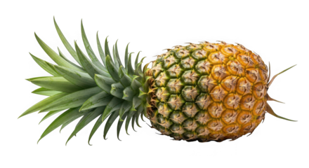 Ripe tropical pineapple on a dark backdrop with detailed texture and vibrant colors perfect for food photography and advertising transparent background