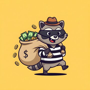 Raccoon Thief with Money Bag