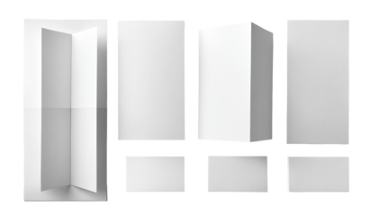 Blank white tri-fold brochure mockups