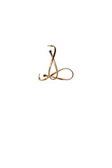 Gold colored decorative metal sculpture on a clean white background