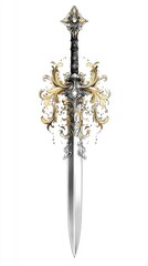 Elegant Sword with Intricate Gold and Silver Ornamentation