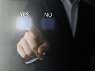 Yes, the obvious choice is that the businessman presses the floating button to select the digital icon.