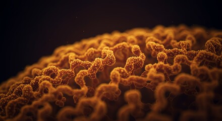 Golden Organic Network - Textured Tubular Biomimicry AI-Generated for Science Books, Medical Visuals, Art Prints