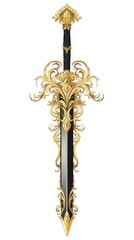 Elegant Sword with Intricate Gold and Black Design