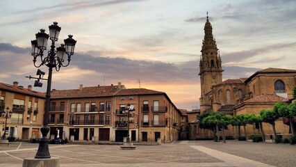 the city of Santo Domingo de la Calzada in the community of La Rioja in the evening at the end of...