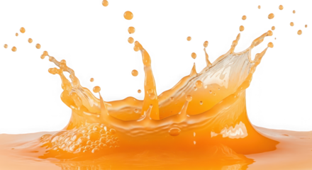 Dynamic orange juice splash captures vibrant refreshment in high-speed photography frozen in time transparent background