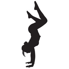 Black Silhouette of Woman Performing Handstand