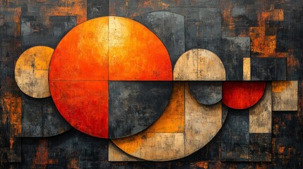 Abstract Composition with Geometric Shapes and Warm Tones