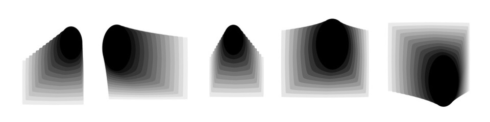 Square and rectangle box shadow effects. Realistic overlay and transparent shadows vector set, shades falling from objects on floor with soft black edges and dark corners, transparent background