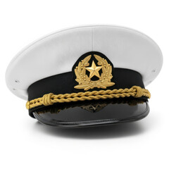 Naval officer s white dress cap isolated on white background
