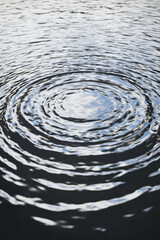 Peaceful Day World symbolism Concept, Peaceful water ripple symbolism creates concentric circle dark calm lake beautiful day reflecting world