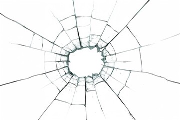 Obraz premium Shattered glass fragments on a plain white surface, high definition abstract texture and design