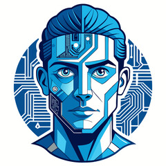 Futuristic Cyborg & AI Human Enhancement Vector