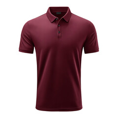 Maroon polo shirt with collar and buttons isolated