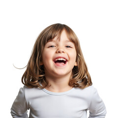 Playful Girl Laughing in White Background
