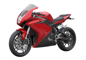 Red Electric Motorcycle Sportbike Design Clean Energy Vehicle isolated on transparent background