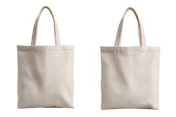 Two off-white canvas tote bags, identical in style and size, presented in a simple, flat lay arrangement