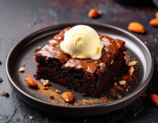 Decadent Chocolate Brownie with Melting Vanilla Ice Cream Title