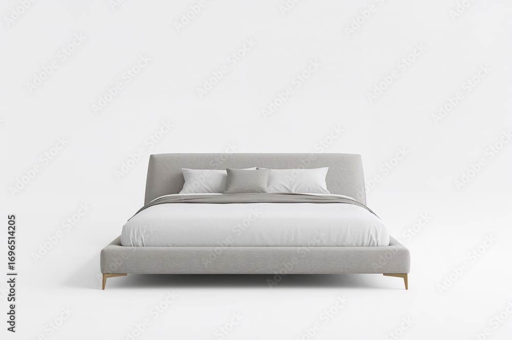 Poster 3d rendering of a standalone bed in a minimalist setting