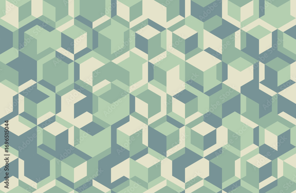 Poster abstract geometric seamless pattern. subtle color palette of muted greens and beige creates a calmin