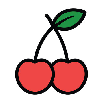 red cherries with green leaf clip art preview