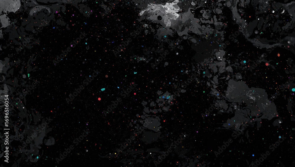 Poster dark ink backdrop with splashes