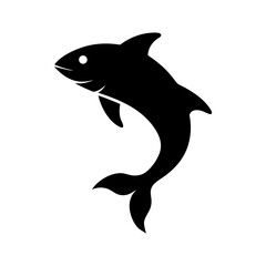 Silhouette of fish jumping out of water minimal natural aquatic life vector clean illustration