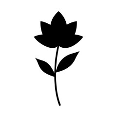 Silhouette of single flower blooming simple minimal floral decorative vector design illustration
