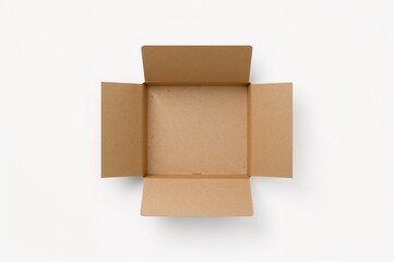 Open brown box on a white backdrop
