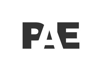 PAE logo design. Initial letter P A E bold font style for tech startups, consulting, corporate branding. Creative company name, headlines typography identity, trendy logotype.