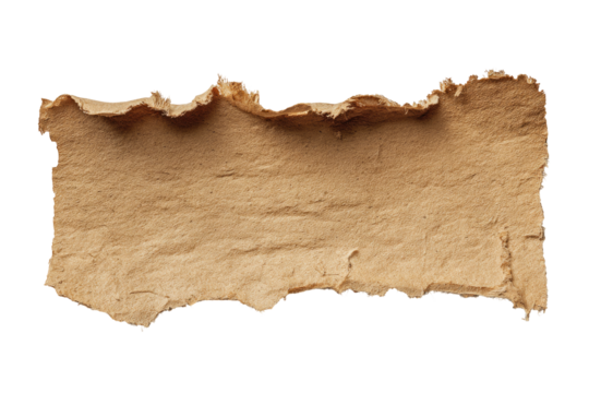 Torn piece of light brown cardboard.  Rough edges, textured surface