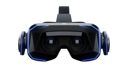 Virtual reality headset isolated on transparent background modern vr glasses for gaming, entertainment, and education immersive technology and metaverse concept