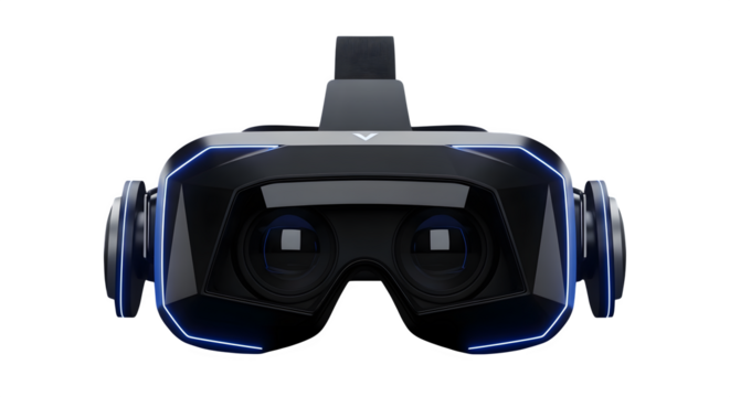 Virtual reality headset isolated on transparent background modern vr glasses for gaming, entertainment, and education immersive technology and metaverse concept