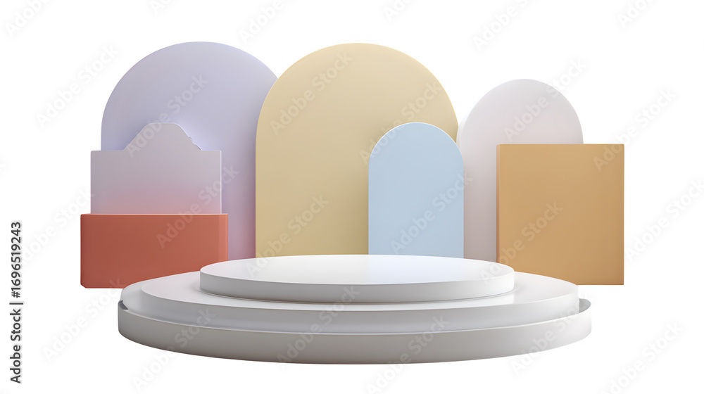 Wall mural minimalist product display platform 3d rendered, isolated on transparent background