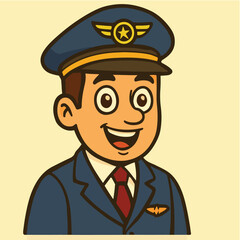 vector Cartoon pilot in uniform