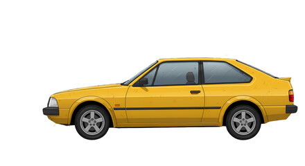 Yellow Vintage Coupe Car Illustration