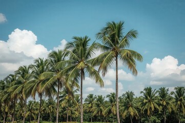 Fototapeta premium Stunning View of Palm Trees Standing in a Straight Line