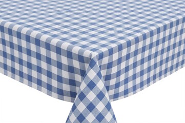 Fototapeta premium Tablecloth made of blue fabric with a checkered pattern