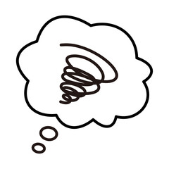 悩みや不安を表した、ぐるぐる線入りの雲型吹き出し（思考中の吹き出し） ベクターイラスト