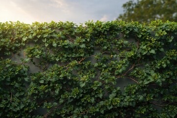 Photo of a wall covered in creeping ficus pumila plants
