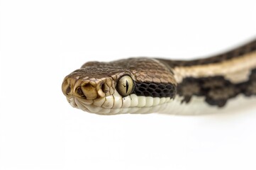 Fototapeta premium Detailed view of a non-venomous water snake against a plain backdrop