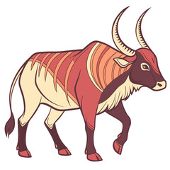 Stylized illustration of a wildebeest walking