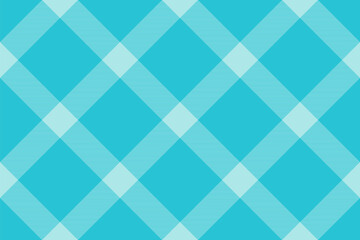 Autumn pattern tartan textile, american fabric background check. Detailed plaid texture vector seamless in cyan and light colors.