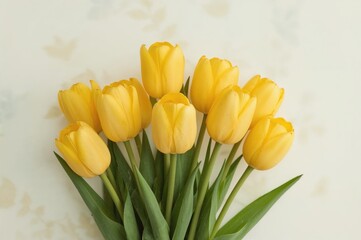 Obraz premium Bright yellow tulip arrangement for celebrations and special occasions including weddings and birthdays