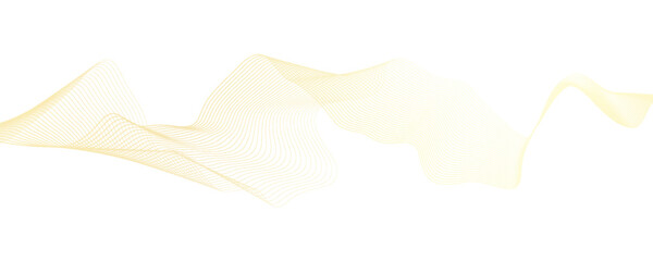 Luxury abstract gold wavy line pattern (guilloche curves) with copy space. Elegant golden color smooth gradient on white background.