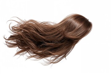 Fototapeta premium Long straight brunette wig flowing in strong wind gusts